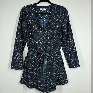 Likely Galaxy Ryerson Romper Navy Blue Star Print Tie Front Multicolor Size 2